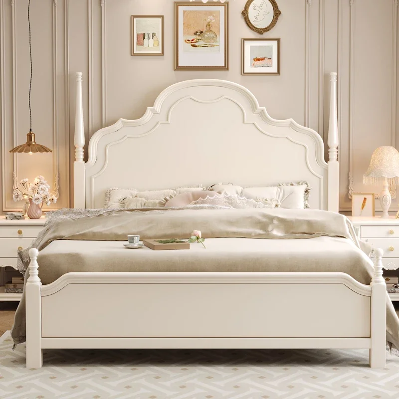 European Simple Bed Queen Double Luxury Girls Design Bed Beauty Sleeping Safe Princess Baby Wooden Beliche Unique Furniture