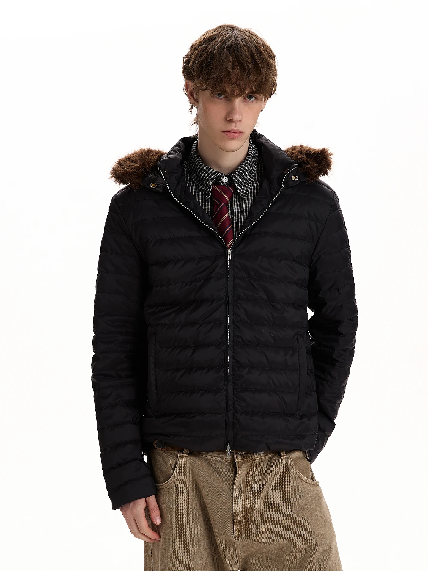 

Cleanfit American Sle Пуховое пальто с капюшоном Jaet Легкий пуховик Du с меховым воротником Молодежная повседневная модная ветрозащитная молния