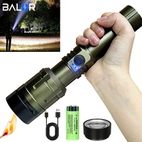 New 3000 LM Flashlight Outdoor Zoom Rechargeable Flashlights, All-aluminum Alloy, Can Light Up The Flame, Super High Power Torch
