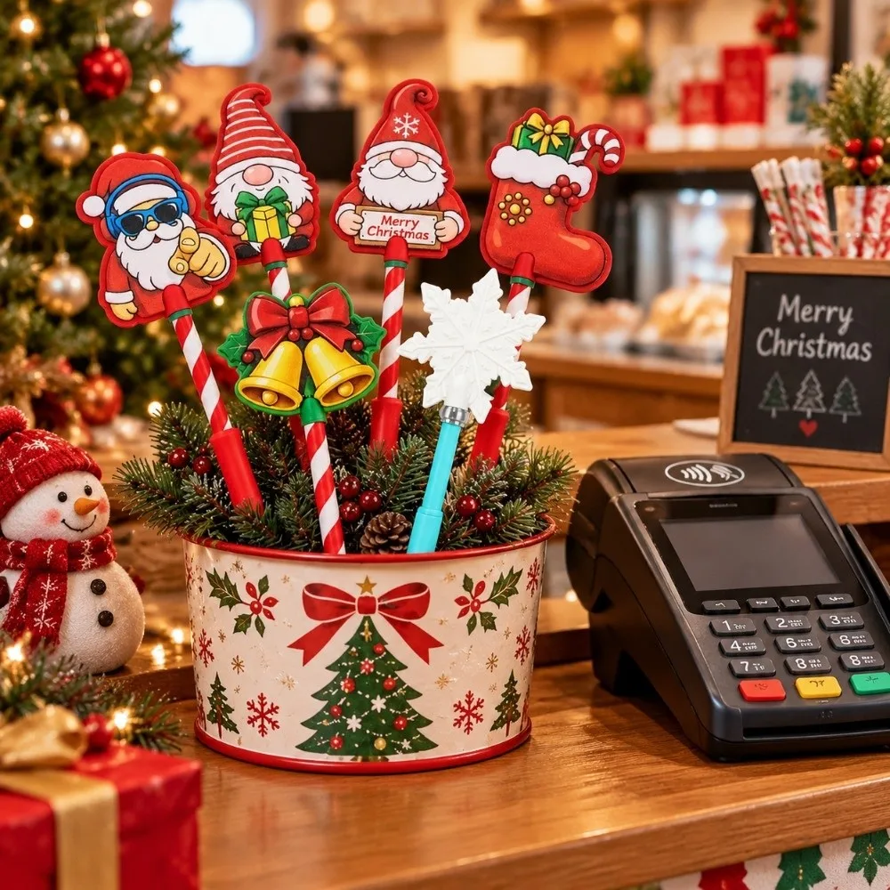 Portable Christmas Payment Magic Wand Candy Cane Handle Lightweight Contactless Payment Sleeve Magic Wand Design Santa