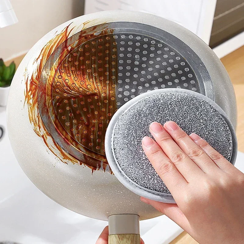 Double-side Dishwashing Sponges Silver Wire Cleaning Sponge Pot Dish Wash Sponge Oil Removal Scouring Pads for Kitchen Cleaning