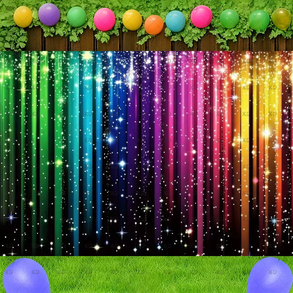Colorful Photography Backdrop Tie Dye Heart Glitter Star Neon Banner LGBT Pride Parade Party Decoration Background Supplies