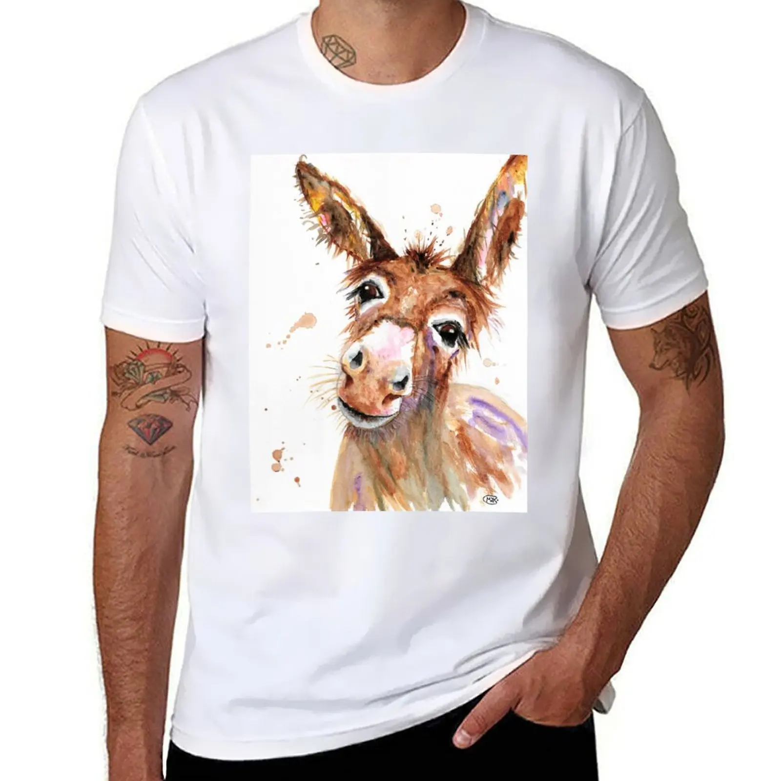 

Cute Donkey face T-Shirt man t shirts high quality luxury brand man graphic t shirt T-Shirt