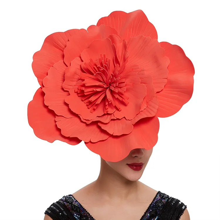 Frauen große Blume Haarband Schleife Fascinator Hut Kopfschmuck Braut Make-up Abschlussball Fotoshooting Fotografie Haarschmuck – Detail 4