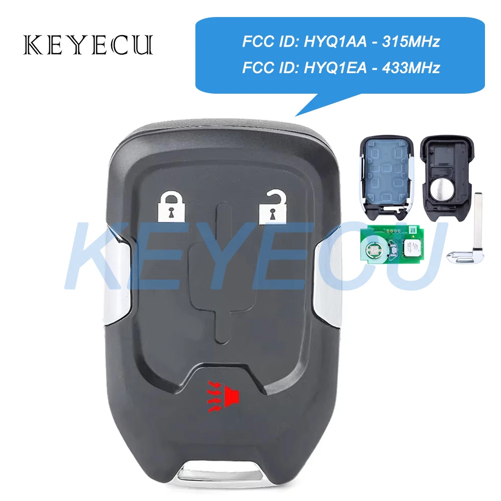 Keyecu HYQ1AA 315MHz 13591388 HYQ1EA 433MHz 13508276 Smart Remote Key Fob 3 Buttons for GMC Terrain 2018-2021 Acadia 2017-2019