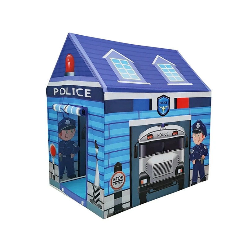 

Kids Play Tents Indoor Outdoor Tent Portable Foldable Teepee Firefighter Policemen Pretend Play Gamehouse Toy Hut(Blue)