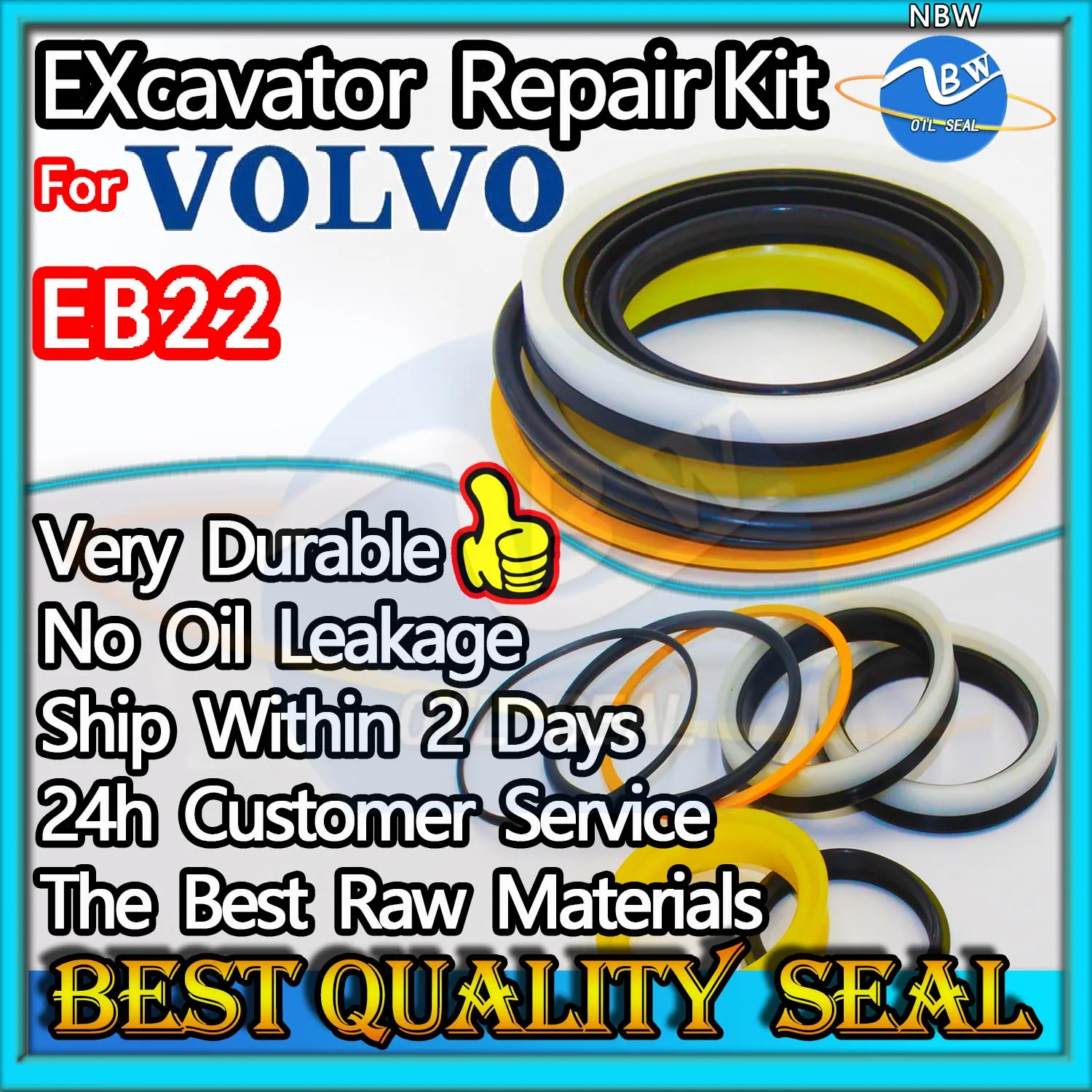 

For VOLVO EB22 Repair Kit Excavator Oil Seal Piston Rod Shaft Replacement Dust Bushing FKM Control Pilot Valve Blade TRAVEL BOOM