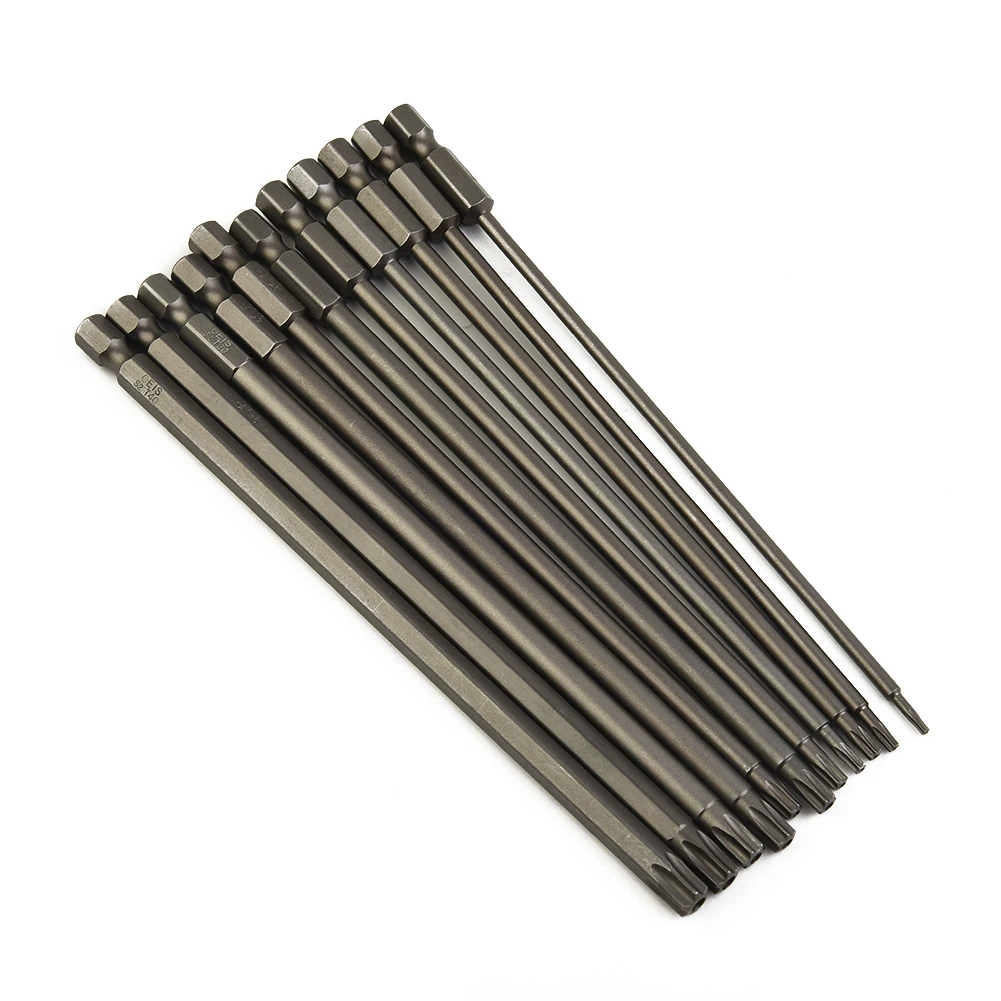 Screwdriver Bit Selection Eleven Pieces of Strongly Magnetized For Torx Heads at a Convenient Size of 150mm Each