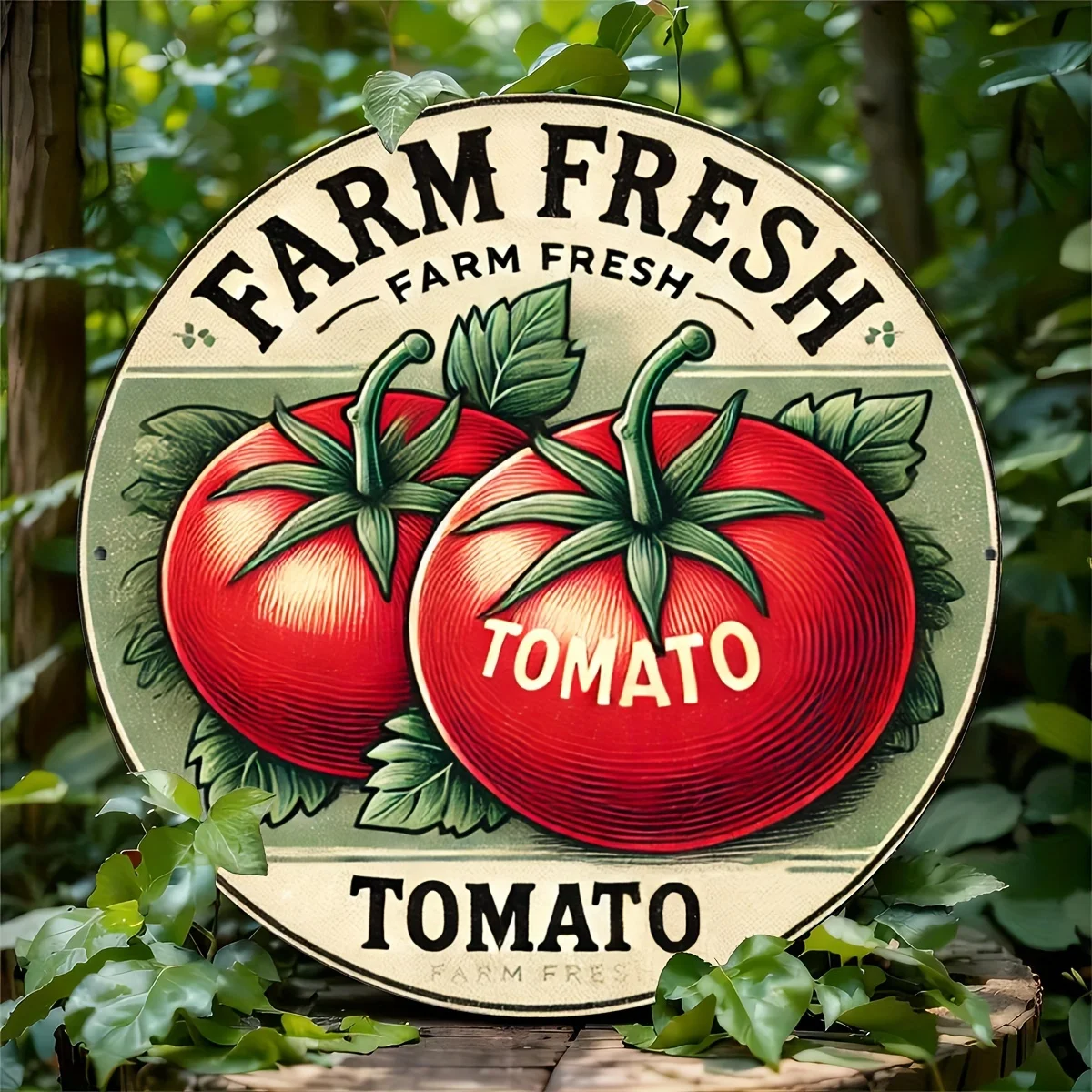 

Круглая металлическая жестяная вывеска Farm Fresh Tomato — деревенский винтажный декор для дома и фермы, прочный утюг, легко повесить, идеально подходит для декора комнаты