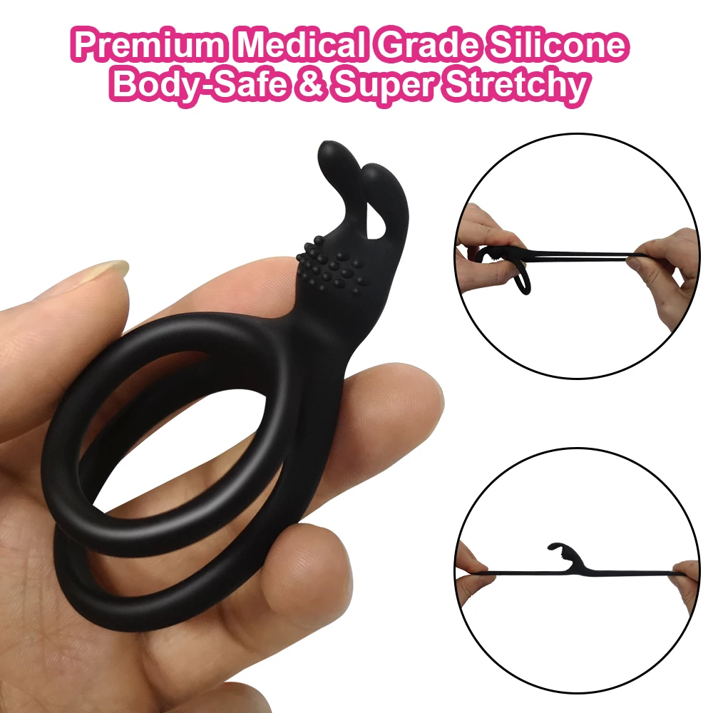 2 In 1 Men\'s Silicone Penis Ring Clitoris Stimulator Cock Ring Ejaculation Delay Penisring Erection Ring for Men Couples