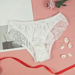 1pc Women's Summer Sexy Lace Panties Silky Silk Underpants Underwear Solid Color Ladies Girls Briefs Shorts