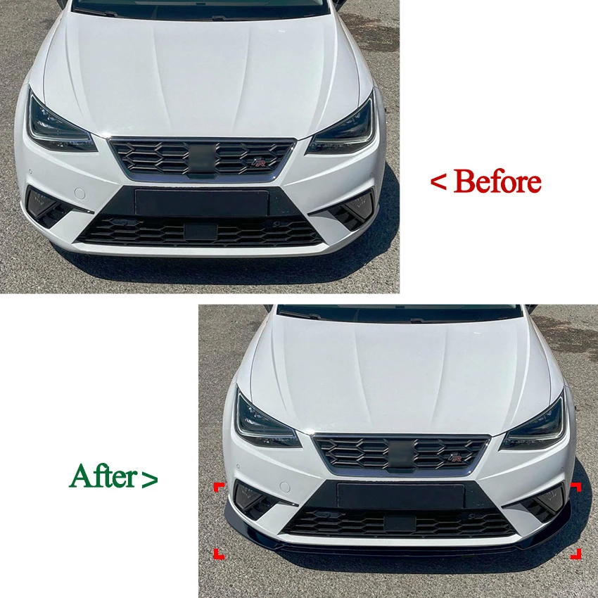 Car Front Bumper Lip Lower Diffuser Splitter For Seat Ibiza MK5 Standard/FR 2017-2024+ Body Kit Spoiler Gloss Black Tuning