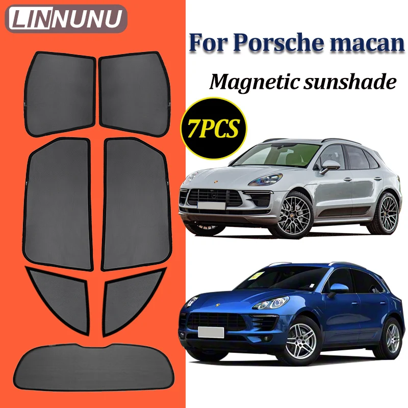 

LINNUNU For Porsche macan 2014-2019-2026 Magenetic Car Sunshade Windshield Curtain Side Window Sun Shade accessories UV Protect