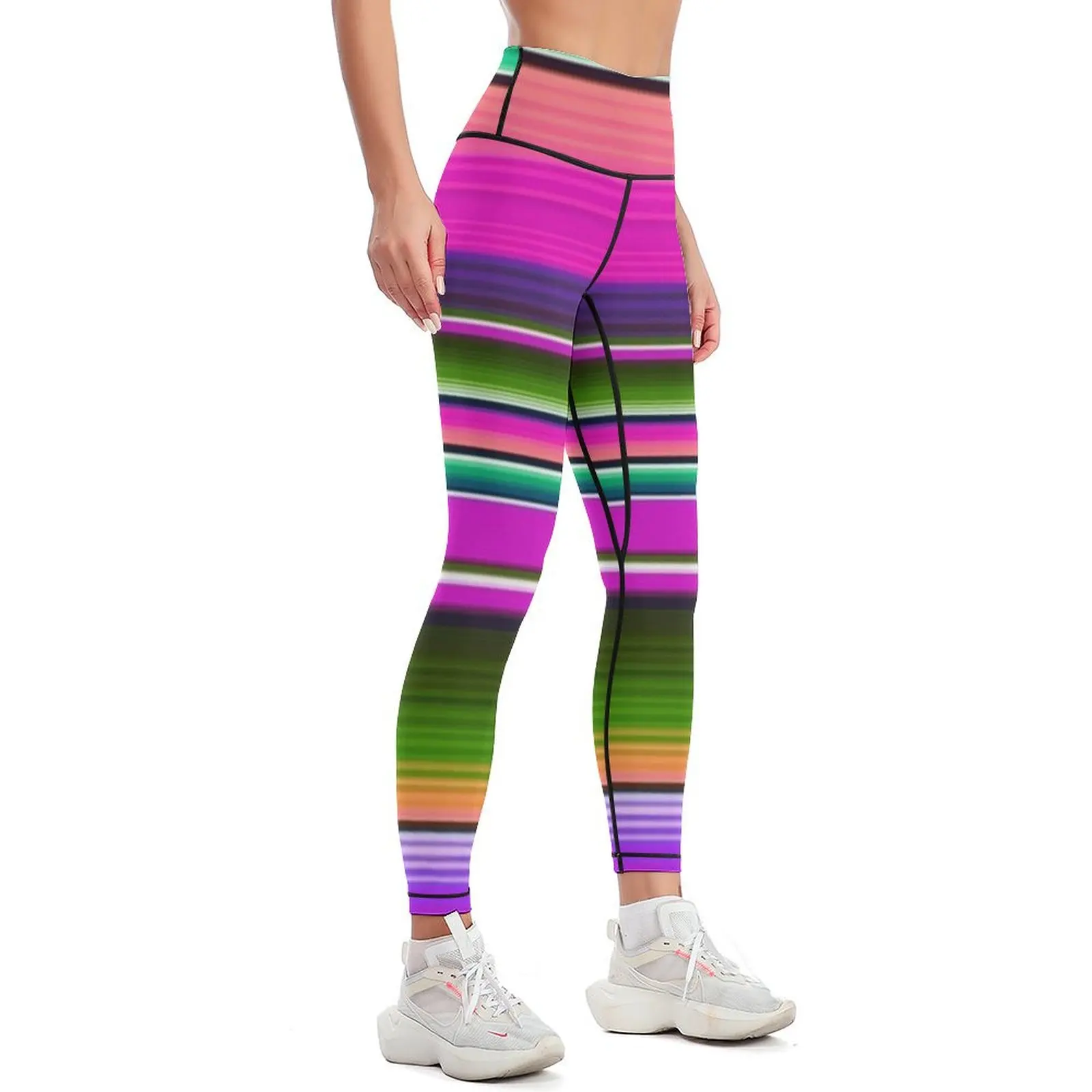 Mexican Blanket Striped Fiesta Serape Pink Leggings gym wear Pants sport Women sportwear Womens Leggings