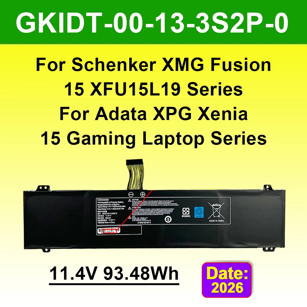 GKIDT-00-13-3S2P-0 Laptop Battery For Adata XPG Xenia 15 Gaming For Schenker XMG Fusion 15 XFU15L19 Series 11.4V 93.48Wh