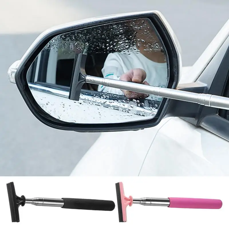 

125g Car Mirror Rainy Glass Window Cleaning Tool Wiper Long Handle Car Side Mirror Squeegee Rubber Telescopic Rearview Mirror