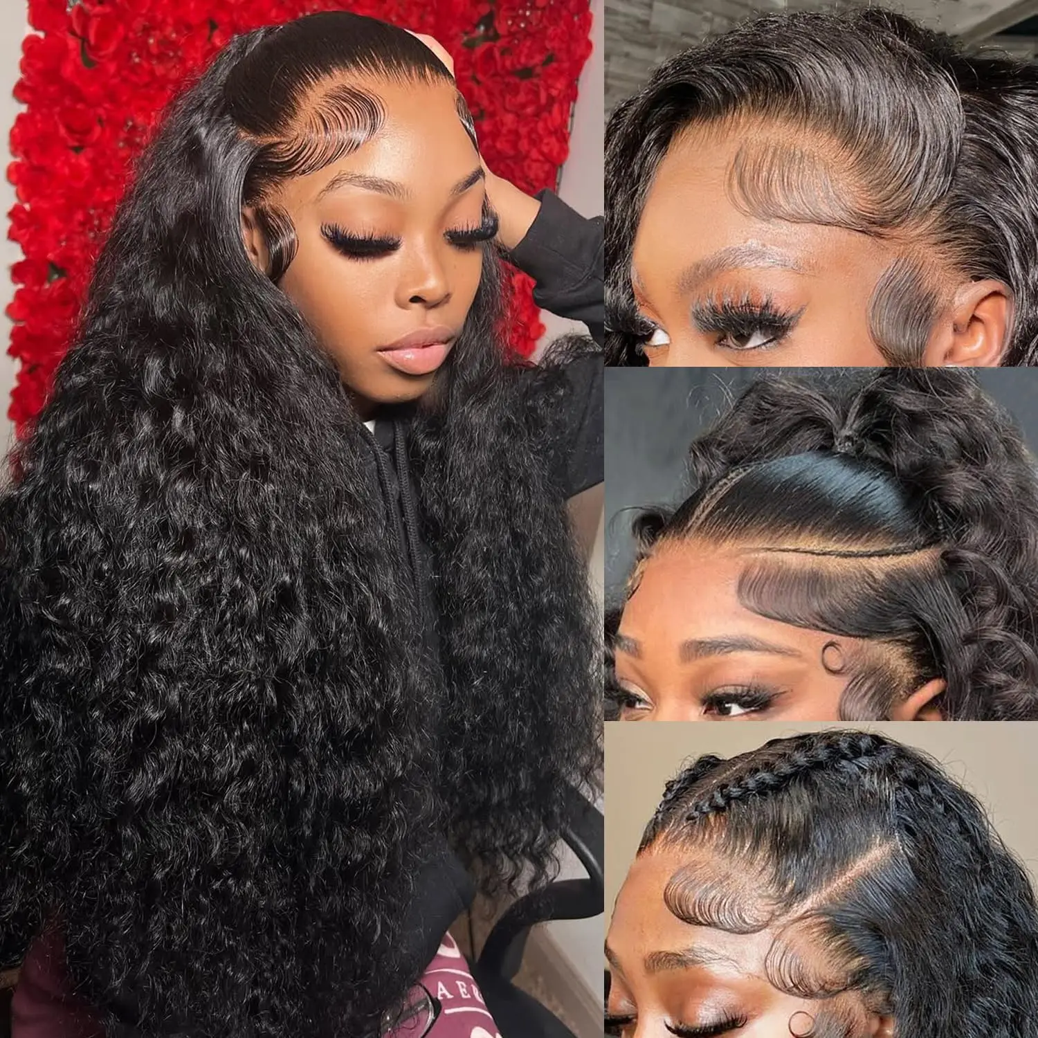 13x4 250% الكثافة فضفاض موجة عميقة خصلات الشعر المستعار الإنسان 13x4 HD المياه كير الدانتيل الباروكات الأمامية البرازيلي 40 بوصة للنساء #4