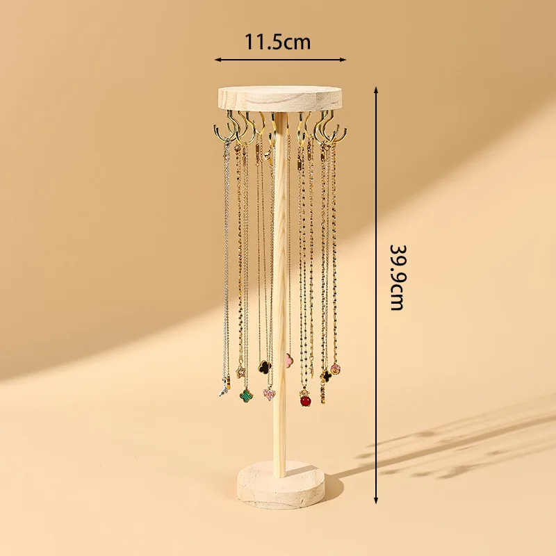

New Wood Jewelry Display Stand Detachable Vertical Organizer Round Earrings Shelf Jewelry