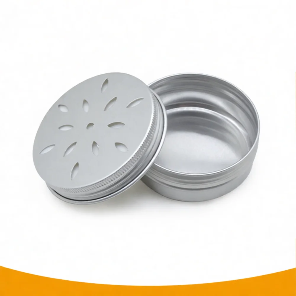 Portable Aluminum Jar 60ml Round Hollow Metal Container Screw Top Lid For Candle Wax Balm Cream Sample Packaging Storage Box