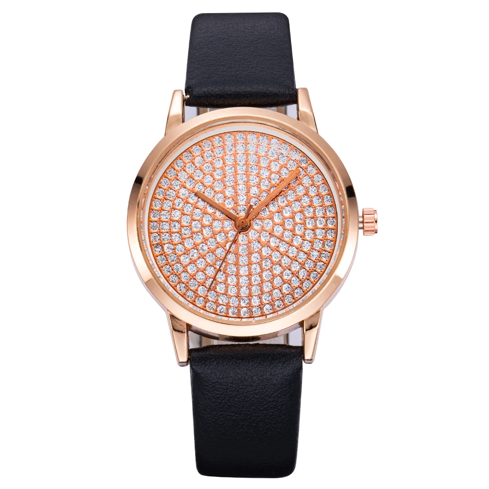 Fashion Watch for Kids Luxury Rhinestone Metal Dial Children's Quartz Watch Leather Band Casual Simple Kids Watch montre enfant