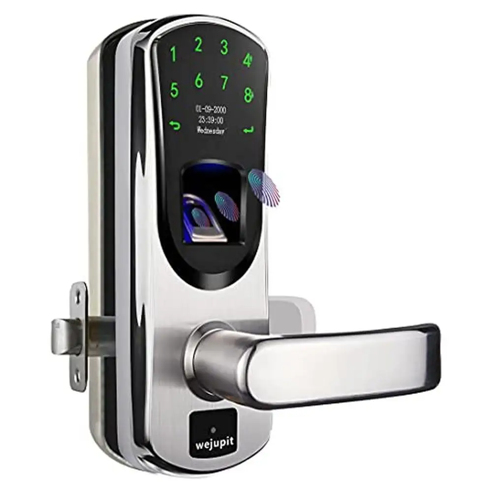 Keyless Entry Smart Door Lock Stainless Steel Fingerprint Code Backup Key Two-factor Semiconductor Finger Sensor 200 Fingerprint