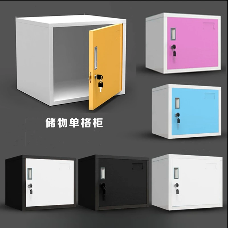 Small single door with lock Stainless steel small cabinet Desktop file cabinet Iron short cabinet Data storage  Password