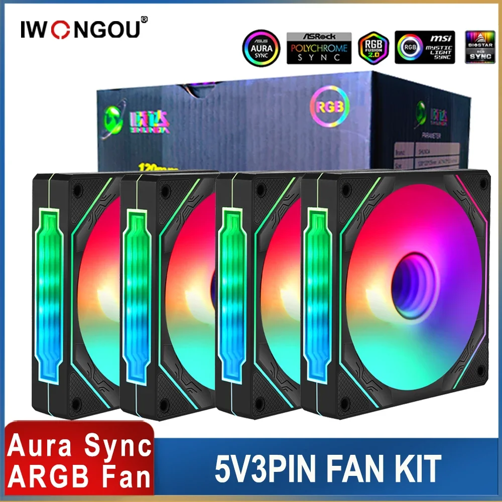 Fan Ar120pro 120mm Argb Pwm 4Pin Radiator IWONGOU Unlimited Space Housing Coolers Aura Sync Computer Cooler Heatsink Radiator