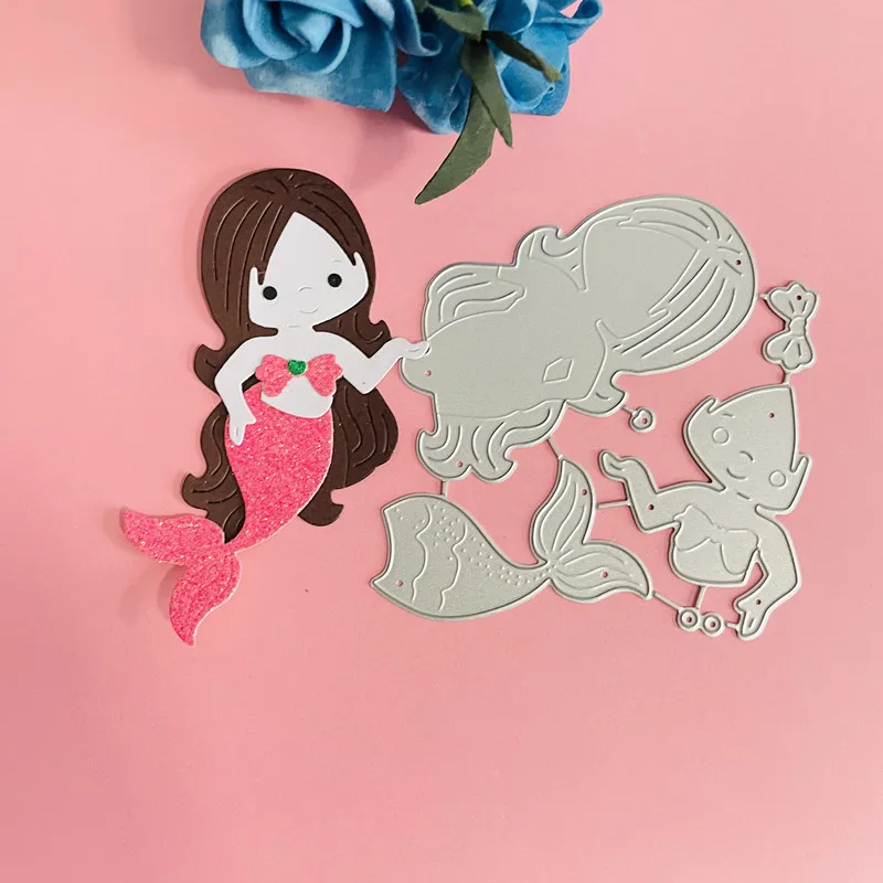 cute girl mermaid decoration Metal Cutting Dies DIY Scrapbook Paper Cards Embossing Craft Die Cut handmade craft