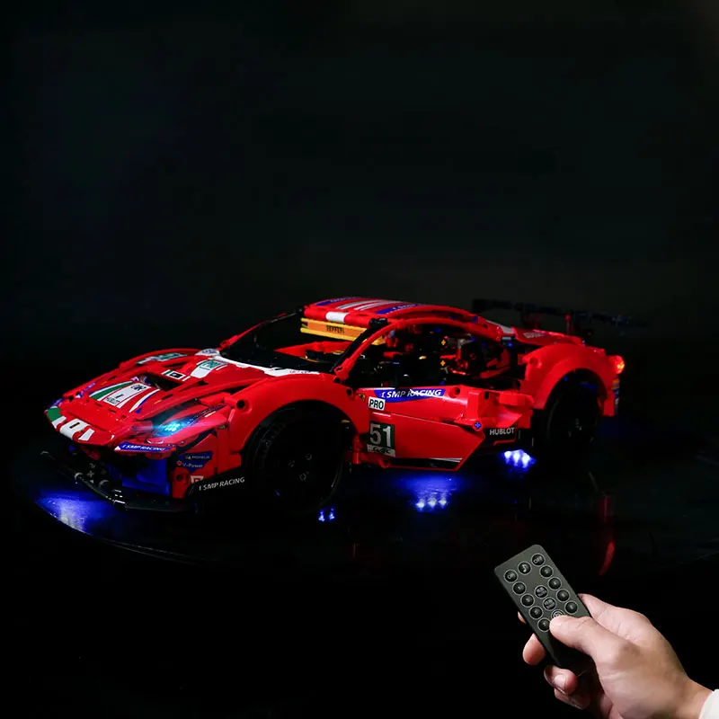 Kit de luz LED para coche deportivo de carreras LEGO 42125, lámpara GTE 488, regalo artesanal (no incluye bloques de construcción, Kits de ladrillos, modelo)