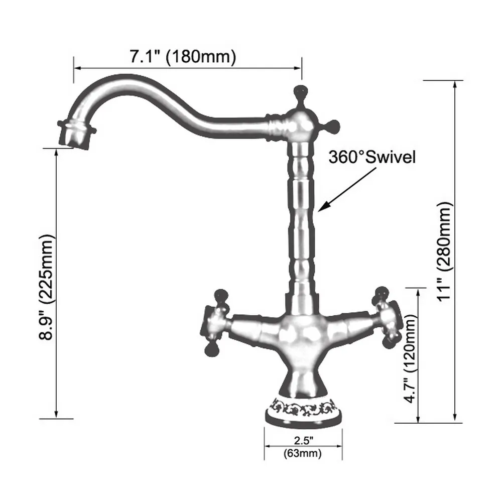 Doppel Griff Einzigen Loch Deck Mount Becken Wasserhahn Antike Rote Kupfer Swivel Küche Waschbecken Kalt Und Heißer Mischbatterie 2nf613