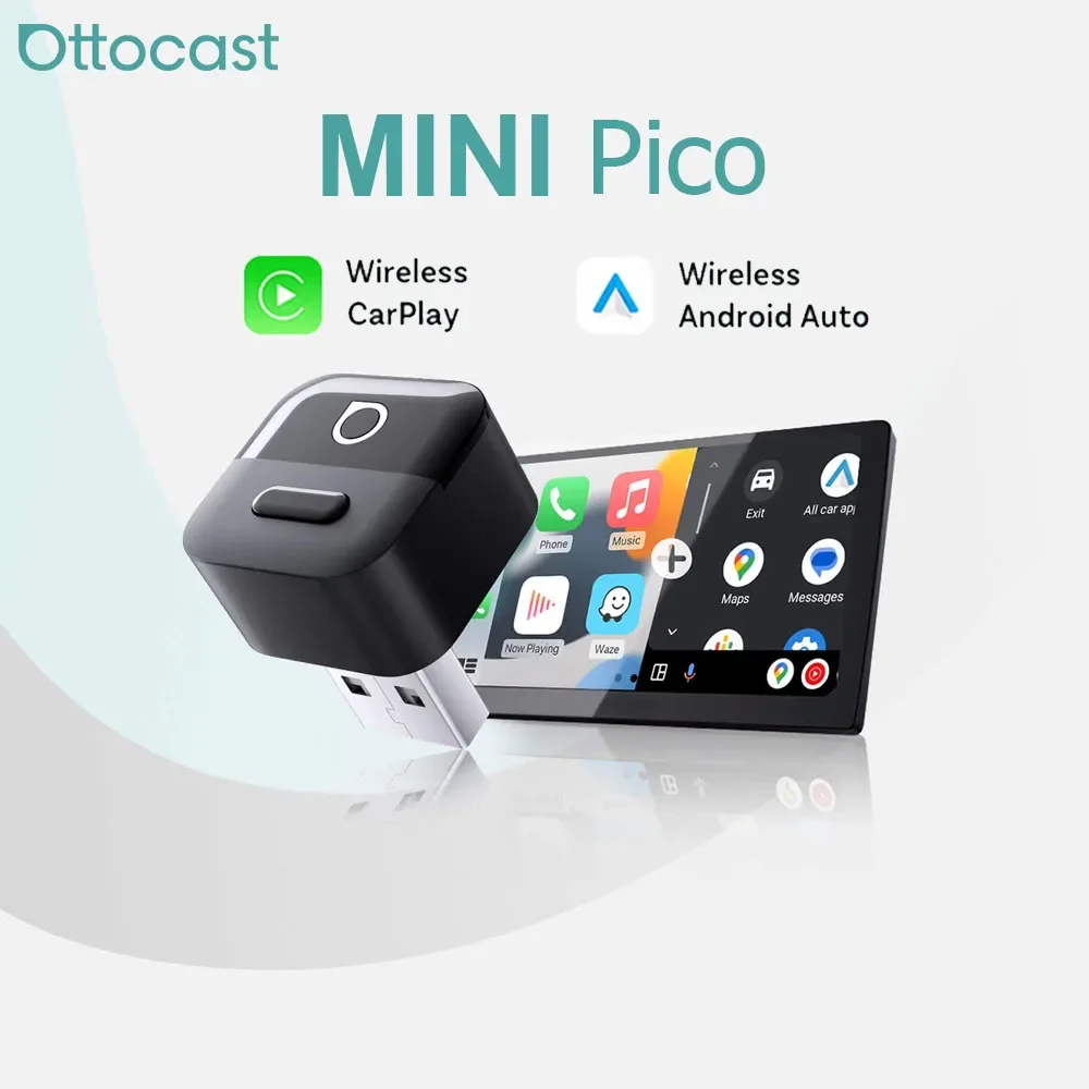 Ottocast Mini Pico Wireless CarPlay Android Auto Adattatore Plug Play WiFi Bluetooth Auto Connect Per VW Toyota Nissan Honda Ford