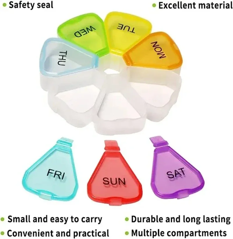 New Portable Travel Vitamin Pill Box Mini Small 7 Grids Cases Container Organizer Storage Tablet Medicine Pills Fish Oils Tools