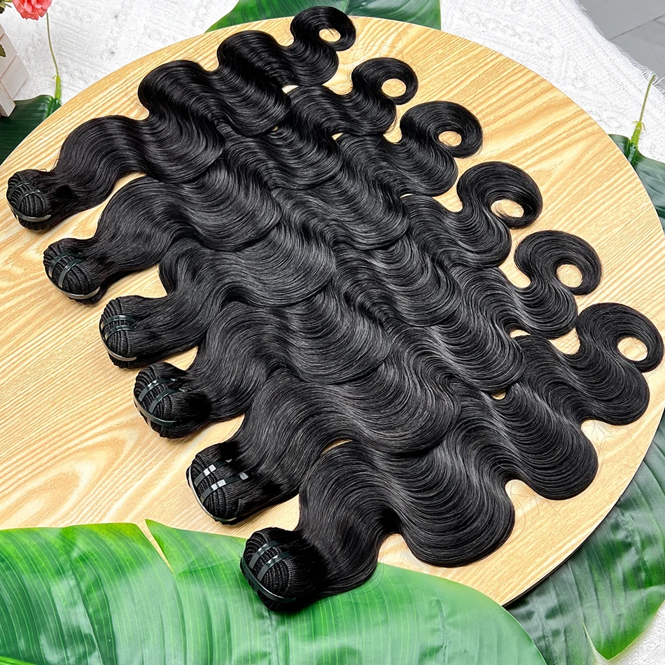 حزم شعر بشري مموج # 1 أسود نقي 100% فيتنامي نسج على شكل شعر إنسان ملحقات جيت أسود لحمة مزدوجة 100 جرام للنساء #2