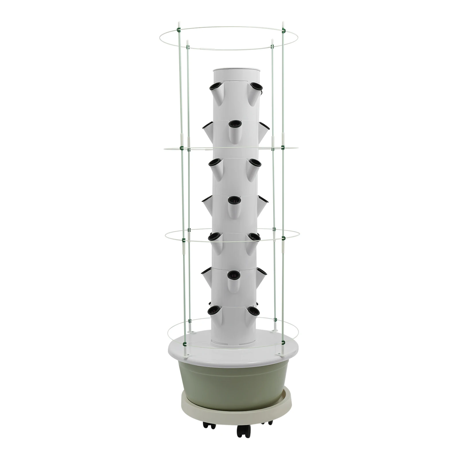 برج زراعة الزراعة المائية 28 فتحة، طقم حديقة عمودي داخلي مائي مكون من 7 طبقات، مع تعريشة تسلق (أخضر فاتح + أبيض) #6