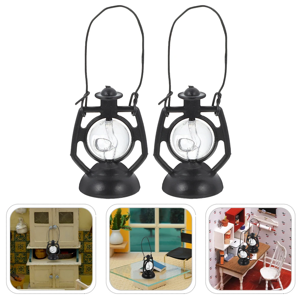 

20 Pcs Mini Lantern Dollhouse Accessories and Furniture Oil Lamp Black Pp Lamps Lanterns