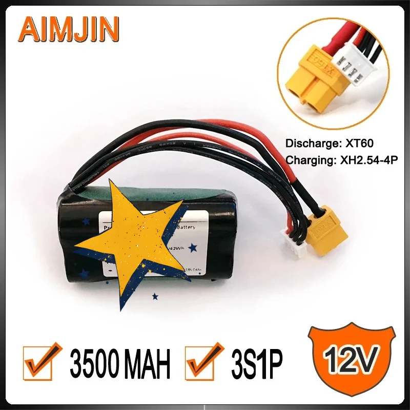 

3S1P 12V 3.5Ah 12.6V High Capacity UAV Rechargeable Li-ion Battery for Various RC Airplane Drone Quadrotor XH2.54-4P XT60
