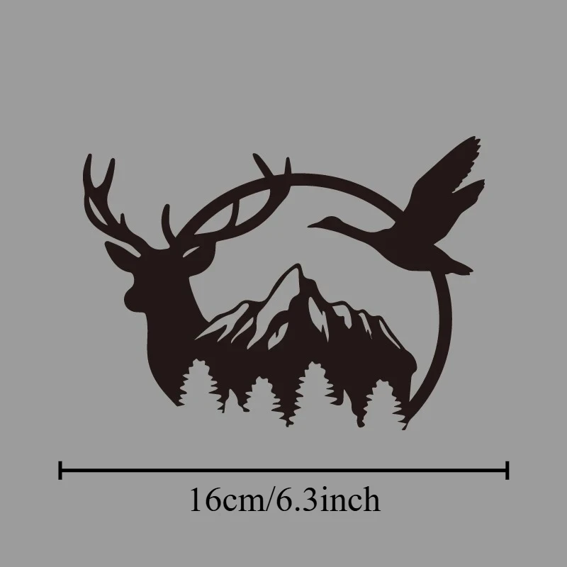 1Pc 2D Flat Hunting Deer Duck Mountain Vinyl Sticker, Waterproof Decal for Truck Car Window Decor, Holiday Gift
