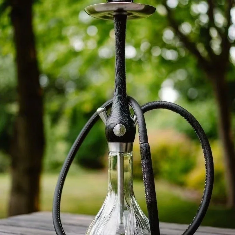 

Wooden hookah gift box packaging glass hookah with hand-held silicone tube shisha