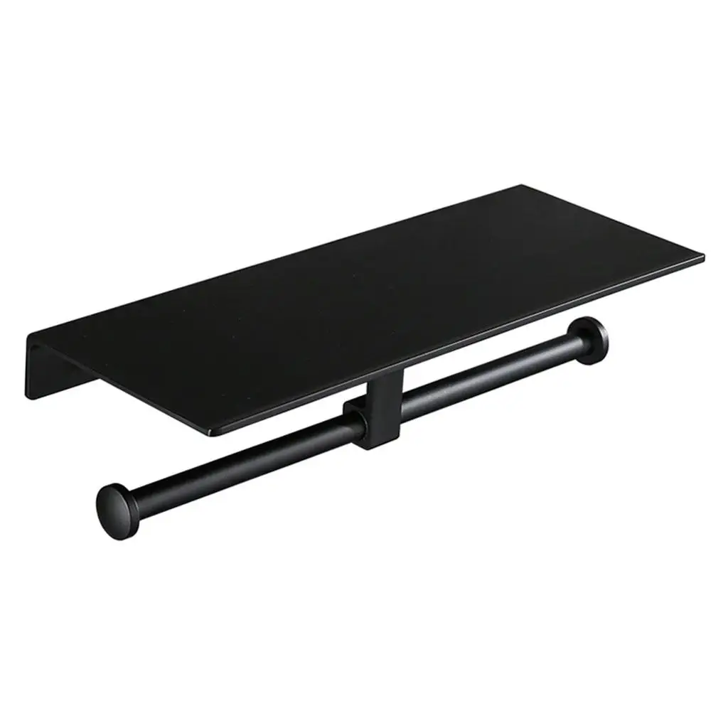 Creative Toilet Paper Holder with Cellphone Shelf Waterproof Aluminium No Drill Wall Paper Rack for Toilet Accessories