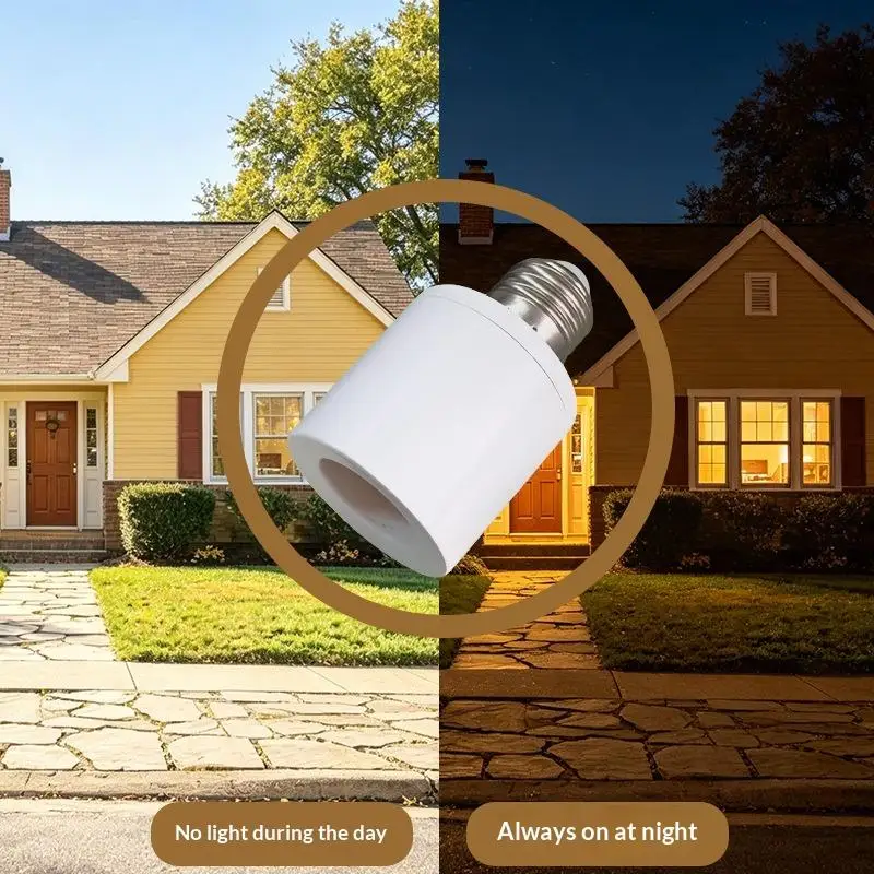 E27 Lamp Head 85-265VAutomatic Light-controlled Sensor Switch White Shell For Aisle Bedroom Living Room 1PC