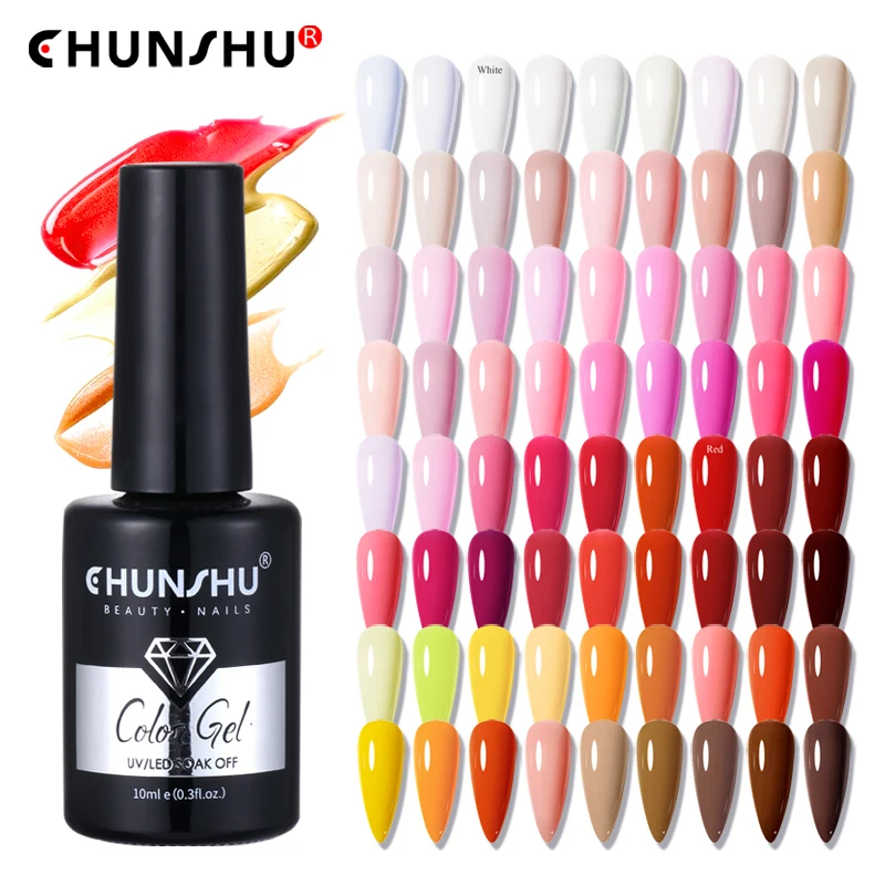 

CHUNSHU Nail Gel Polish Pink Red Colors UV LED Nails Art Gels Professional Semi Permanent Varnishes Lacqure 10ml Long Lasting