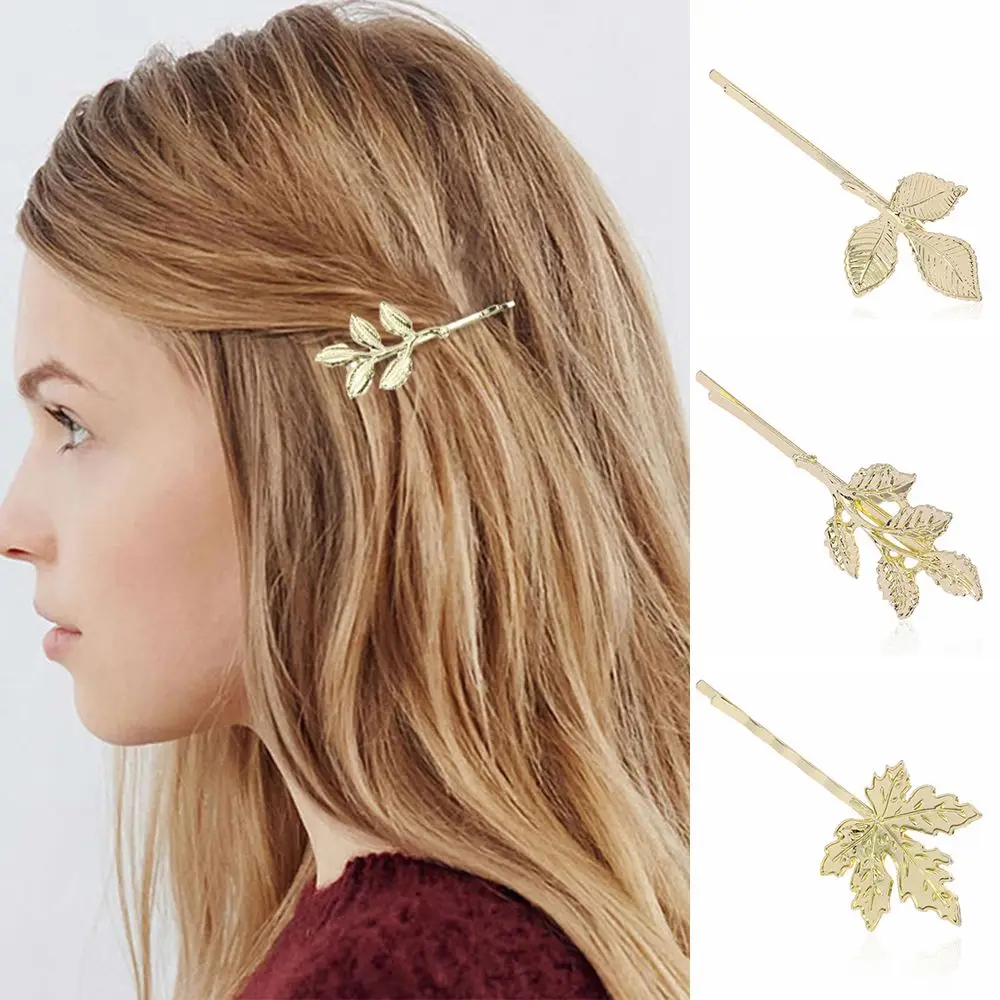 Elegant Metal Hair Accessories Bobby Pin Barrettes Leaf Shape Bride Hairpins Women Hair Clip