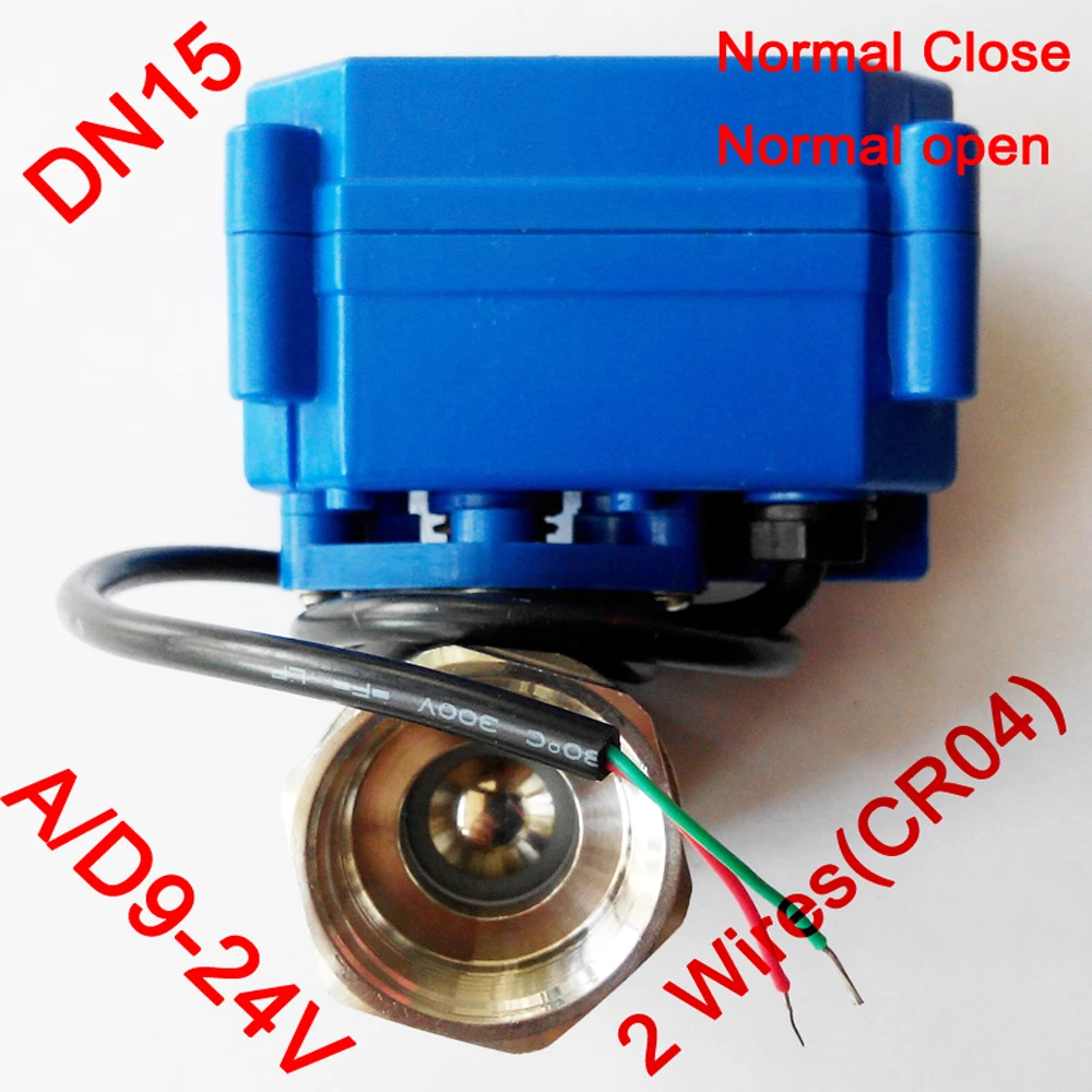 

1/2" DN15 Electric Valve Normal Close/Normal Open, 2 wires(CR04), AC/DC9-24V Motorized Valve SS304 replace solenoid valve,