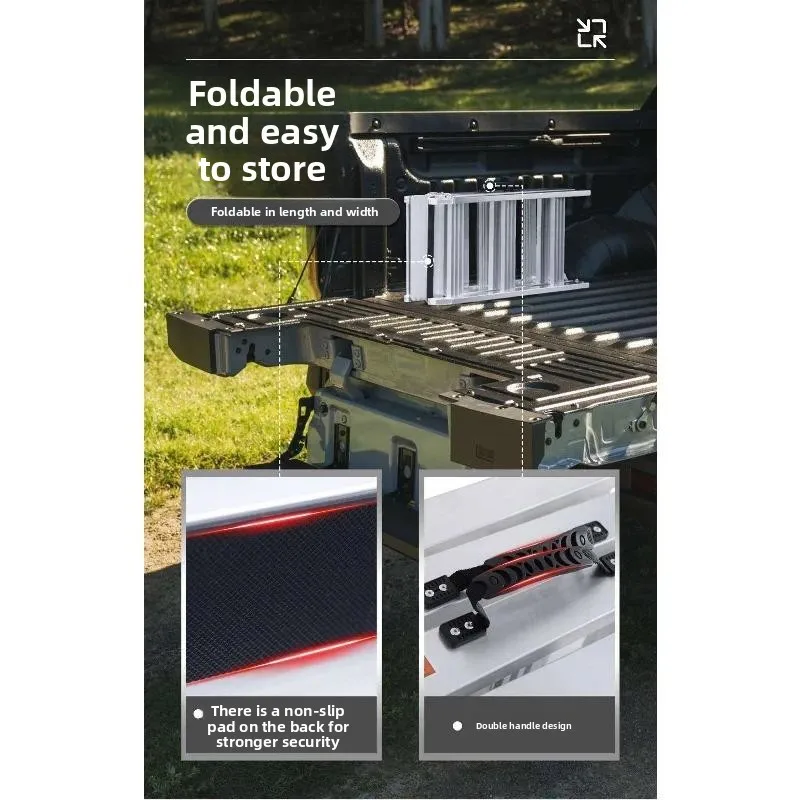 Folding Aluminum Alloy Loading Ramp, Motorcycle Trailer Loading Step for Easy Transport