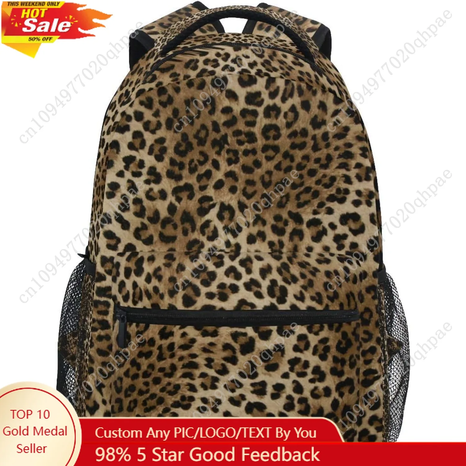 

Leopard print Vintage Boys Girls School Computer Backpacks Book Bag Travel Hiking Camping Daypack