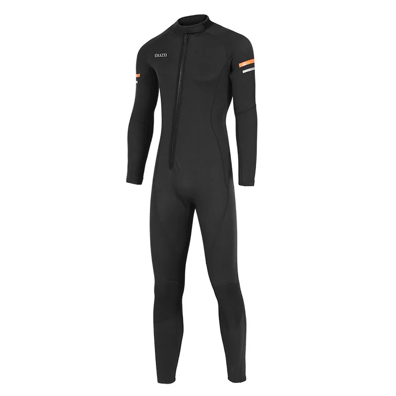 Wetsuit Men 3mm Neoprene Full Body UV Protection One Piece Long Sleeves Scuba Diving Suits Front/Back Zipper Swimsuit for Scuba