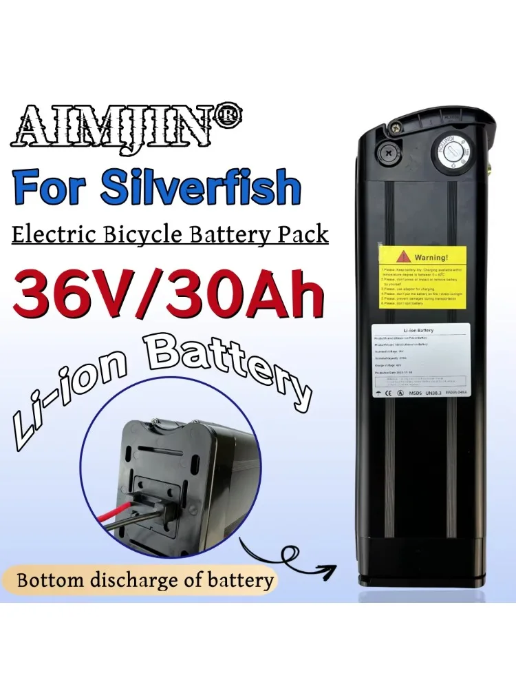 AliExpress aimjin Electric bicycle battery 350W 500W 750W 1000W 18650 Li-ion Battery Pack 36V 30Ah For Silver Fish
