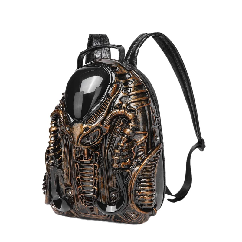 

Acrylic Fashion Unique Alien Backpack Personalized Iron Blood Warrior Street Punk Style Men's and Women's Universal Backpack
