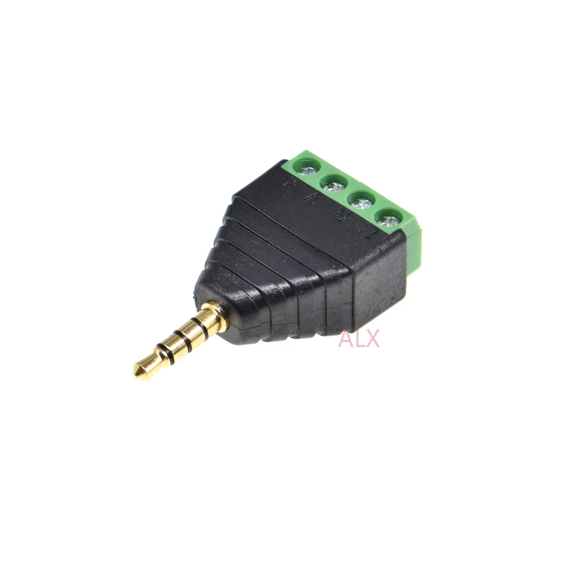 2pcs 3.5mm Stereo Male Plug To Av Screw Video Balun Terminal Jack 3.5 Mm Male 4 Pin Terminal Block Adapter Solderless Type