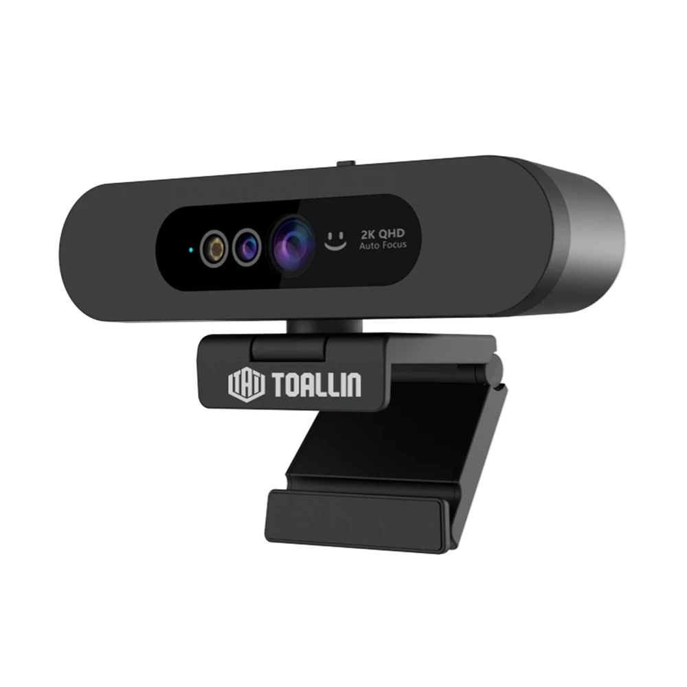 TOALLIN Windows Hello 2K Webcam PC Web Camera 1080P IR Facial Recognition with Noise-reduction Mics for Streaming Video Calling